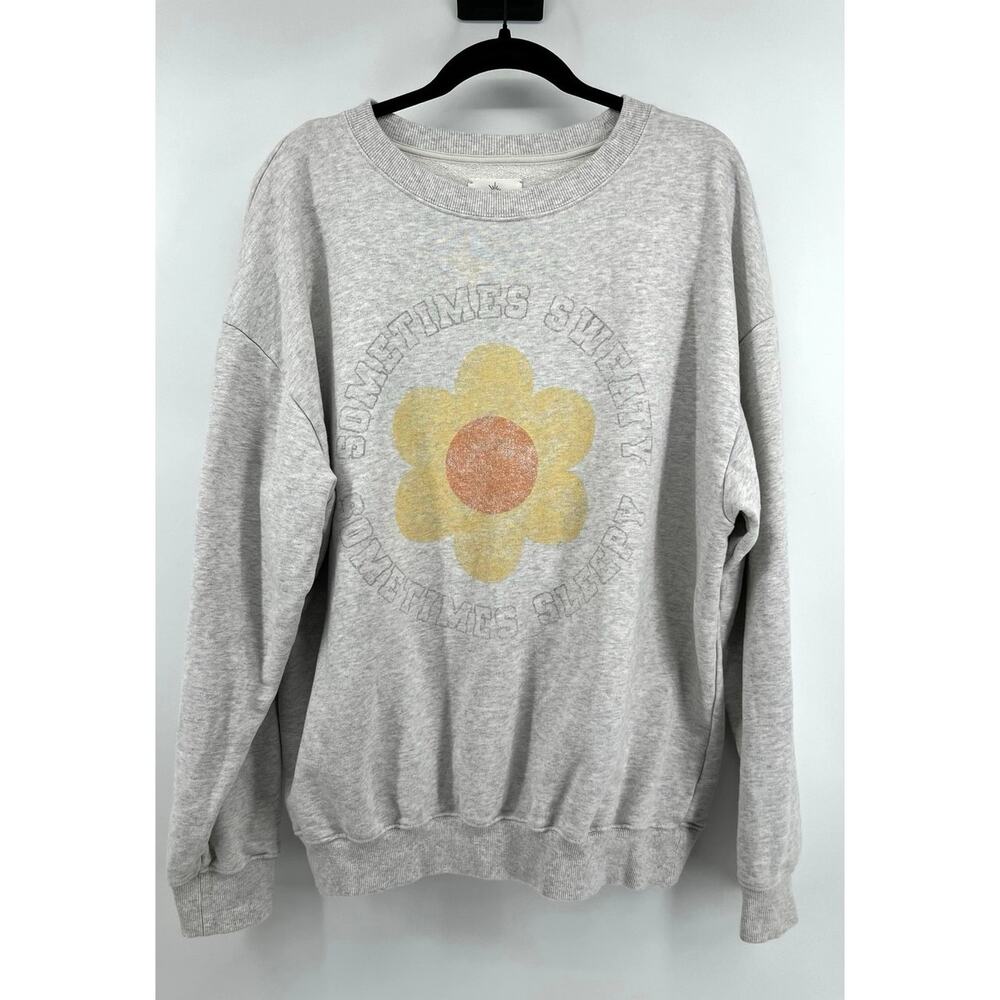 OFFLINE by Aerie Oversized Sweatshirt Crewneck Women's Size M Gray Flower Cozy